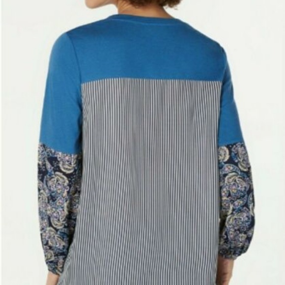 Style & Co Macy's Plus 3X Mixed Media Paisley Top - Picture 2 of 5